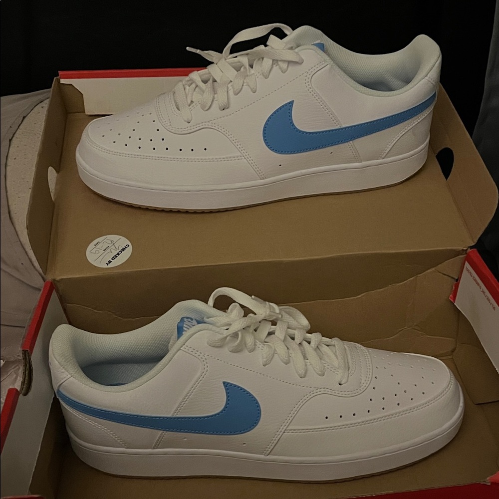Nike Men's White Sneakers with Blue Accents